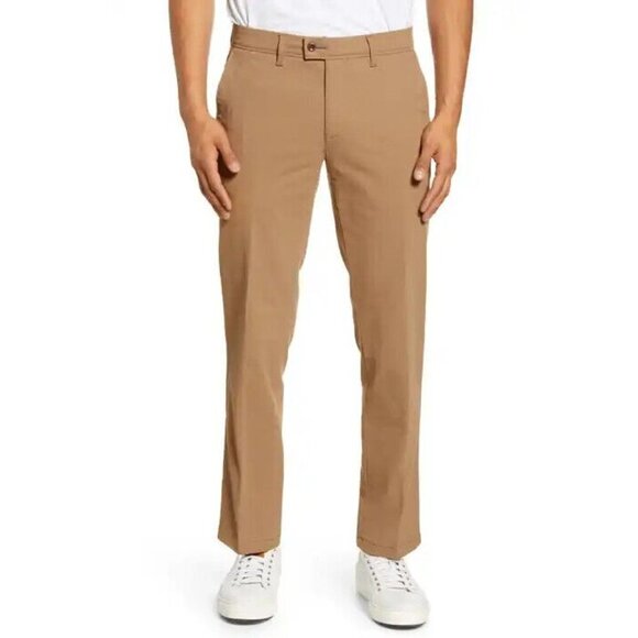 NORDSTROM Bnwot Tech-Smart Trim Fit Pants Trousers Tan Chinos - Picture 1 of 9